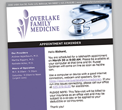 Telehealth appointment reminder email
